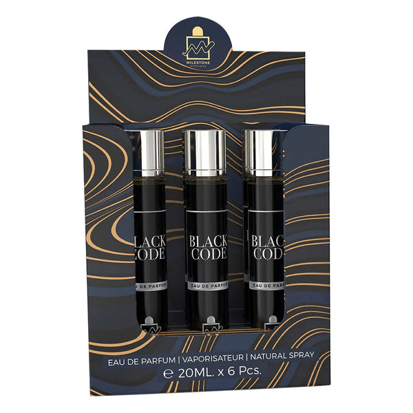 MILESTONE Black Code (Pour Homme) Eau De Parfum 5x 20ml Plus 1 Free Tester