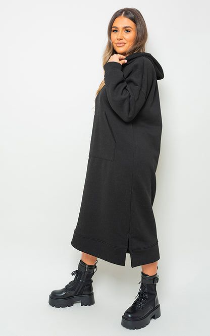 Kangaroo Pocket Long Loose Hoodie