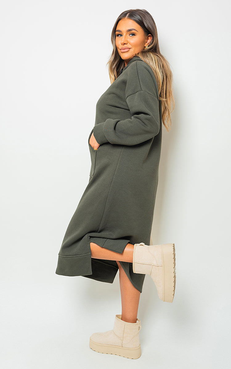 Kangaroo Pocket Long Loose Hoodie